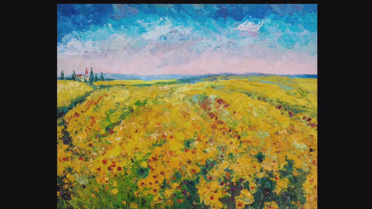 Italian Tuscany Fields, Wall Art, Paintings On Canvas, Tuscany Landscape, Oversized Painting, Palette Knife Oil Painting, Contemporary Art