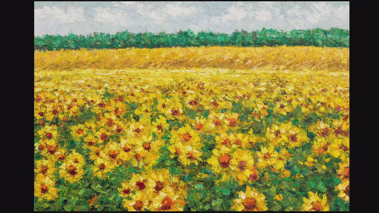 Sunflowers Field Oil Painting Landscape, Large Painting, Contemporary Wall Art, Original Abstract Painting, Landscape Painting, Canvas Art