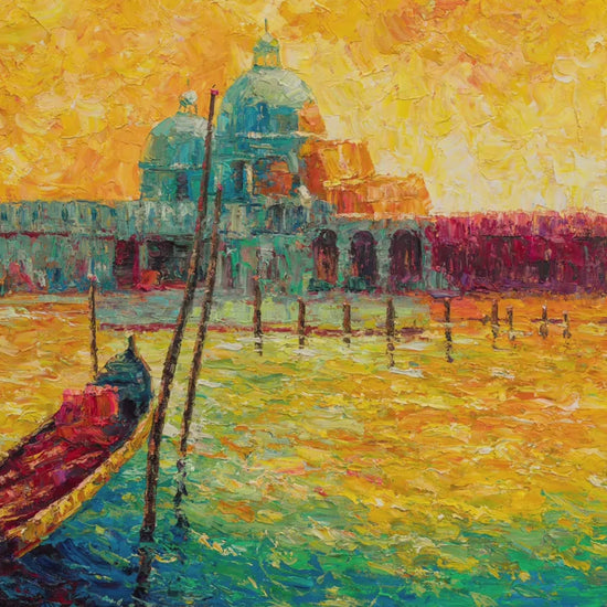 Italian Venice Gondola Oil Painting Seascape, Large Oil Painting, Abstract Canvas Art, Living Room Art, Rustic Decor, Oil Painting Landscape