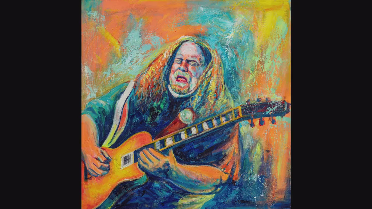 Abstract Guitarist Oil on popular Canvas Painting Original Signed by Artist W. Morfrin