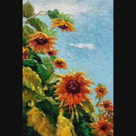 Original Art, Floral Painting, Sunflower Oil Painting, Large Painting, Large Wall Art Canvas, Abstract Art, Palette Knife Art, Spring Art