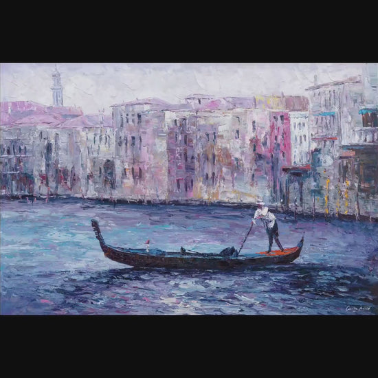 Oil Painting Italian Venice Grand Canal Gondola, Wall Art Painting, Handmade Art, Rustic Oil Painting, Modern Home Decor, Ready To Ship