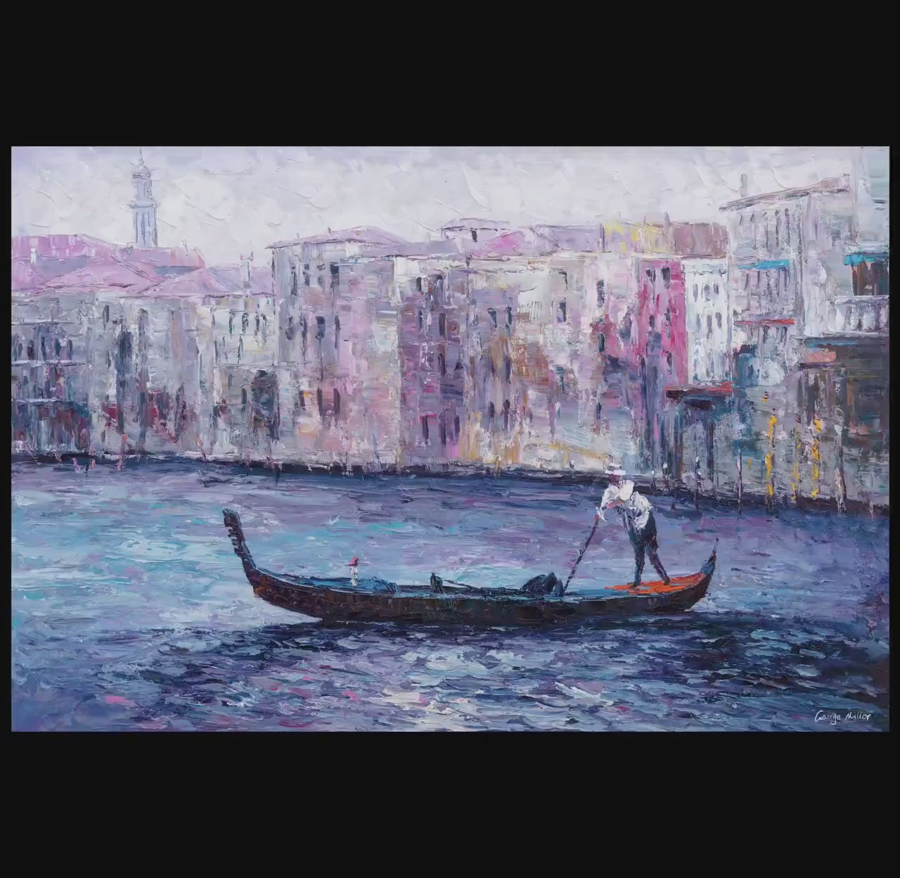 Oil Painting Italian Venice Grand Canal Gondola, Wall Art Painting, Handmade Art, Rustic Oil Painting, Modern Home Decor, Ready To Ship
