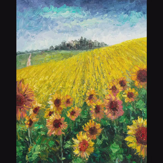 Oil Painting Tuscany Sunflower Fields, Canvas Painting, Oil Painting, Large Original Oil Painting, Stretched Canvas, Ready To Ship
