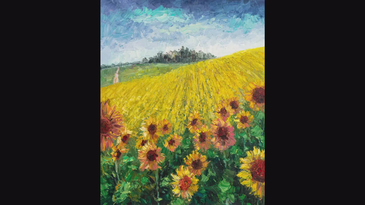 Oil Painting Tuscany Sunflower Fields, Canvas Painting, Oil Painting, Large Original Oil Painting, Stretched Canvas, Ready To Ship
