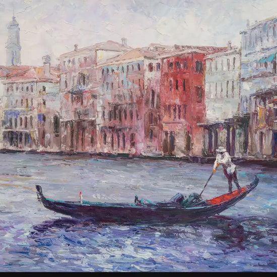 Oil Painting, Palette Knife Painting, Seascape, Venice Gondola Oil Painting, Original Abstract Art, Modern Painting, Large Wall Decor, Art