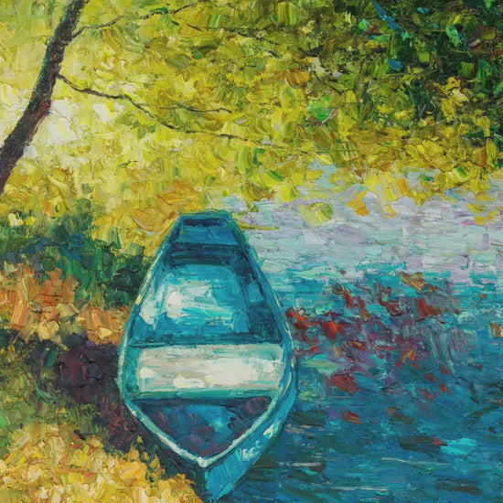 Oil Painting, Original Painting, Fishing Boat, Seascape Painting, Modern Art, Contemporary Art, Palette Knife Oil Painting, Modern Art