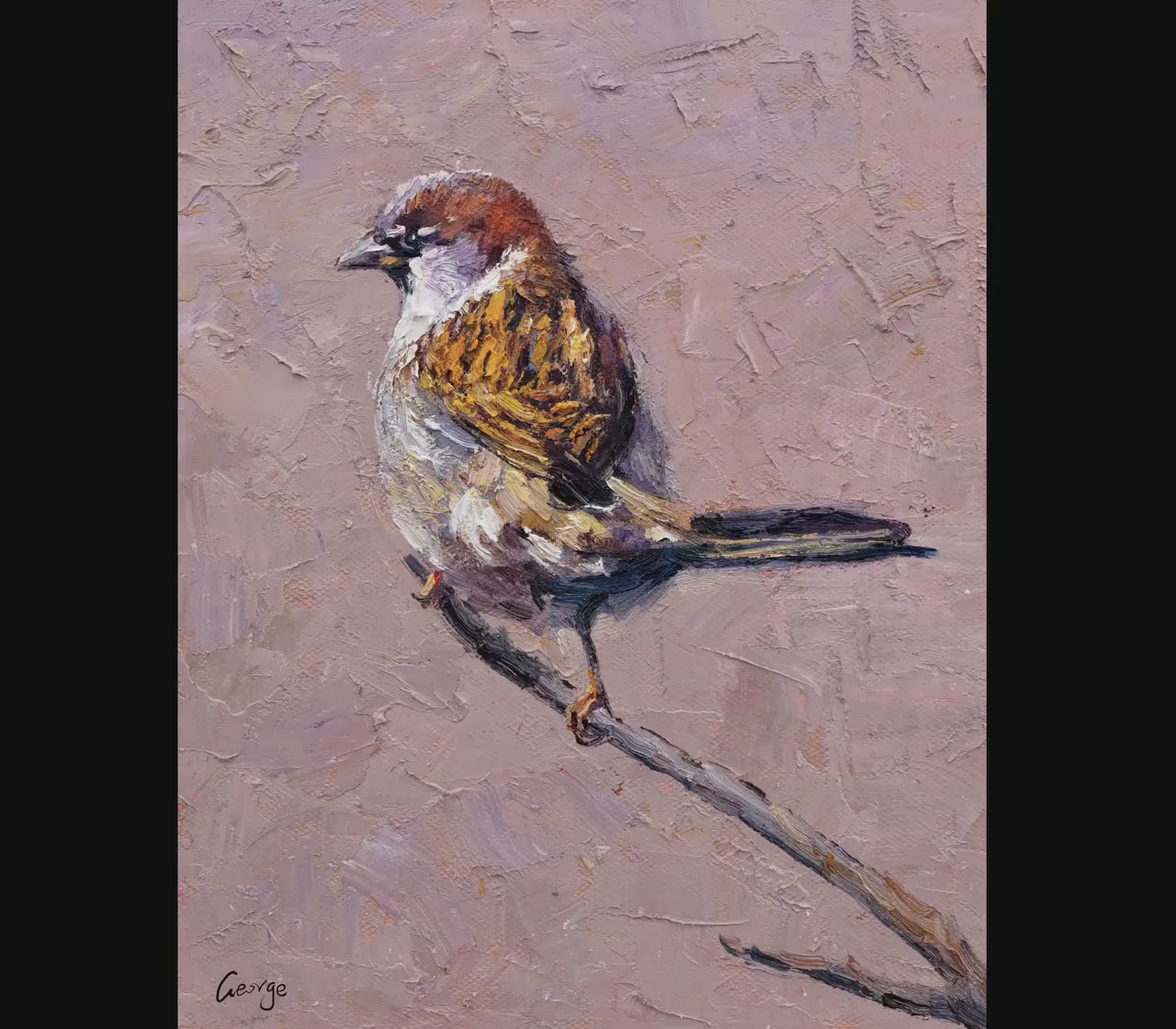 Canvas Painting Sparrow Bird, Oil Painting Of Bird, Small Paintings On Canvas Original, Handmade, Contemporary Art, Impasto Painting