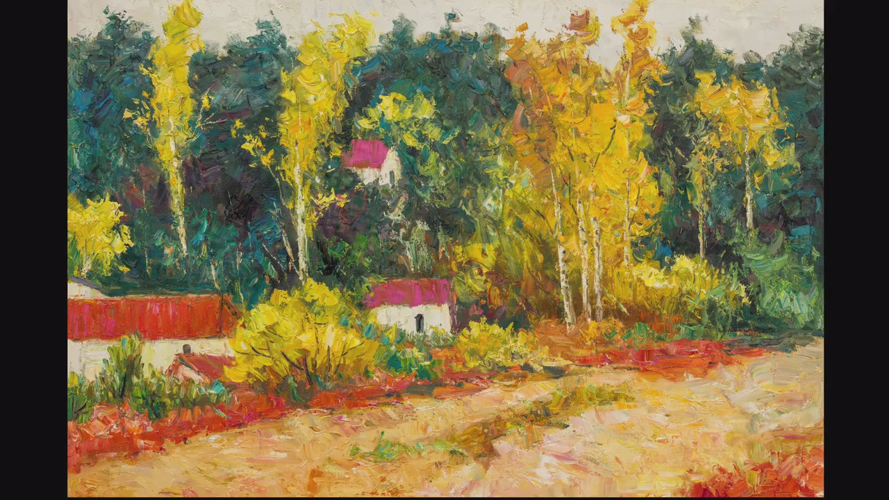 Autumn Landscape Painting, Birch Forest Oil Painting, Canvas Painting, Impressionist Painting, Wall Art, Original Landscape Oil Paintings