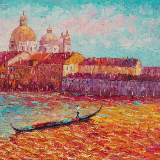 Venice Grand Canal Gondola Canvas Wall Art, Oil On Canvas Painting, Large Wall Art, Hand Painted, Stretched Canvas, 70S Oil Painting