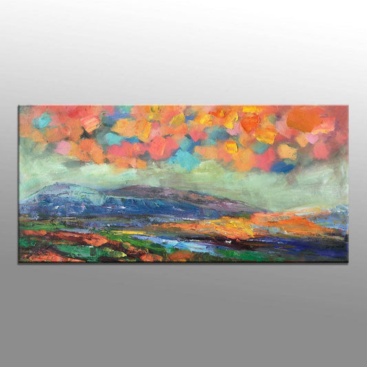 Oil Painting Abstract, Palette Knife Painting, Canvas Painting, Rustic Wall Decor, Spring Fields, Oil Painting Original, Landscape Painting