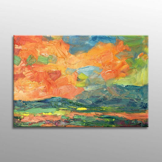 Add a touch of elegance to your space with Fine Art Landscape Oil Painting by George Miller - A Spring Skyscape masterpiece