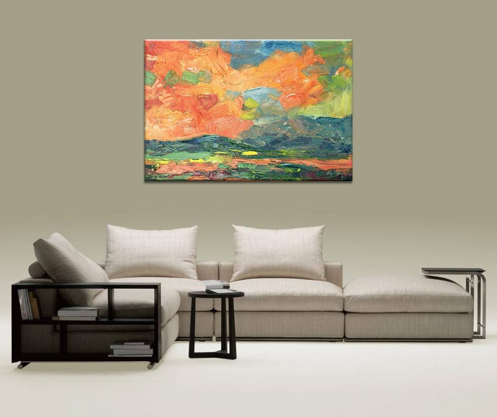 Add a touch of elegance to your space with Fine Art Landscape Oil Painting by George Miller - A Spring Skyscape masterpiece