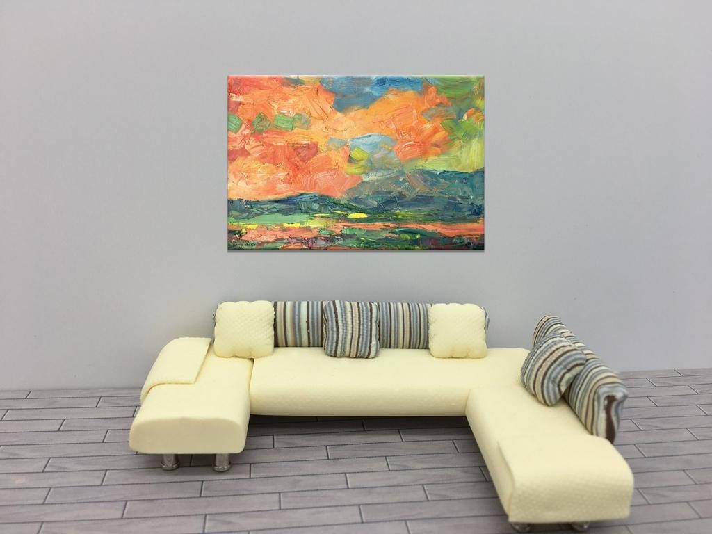 Add a touch of elegance to your space with Fine Art Landscape Oil Painting by George Miller - A Spring Skyscape masterpiece