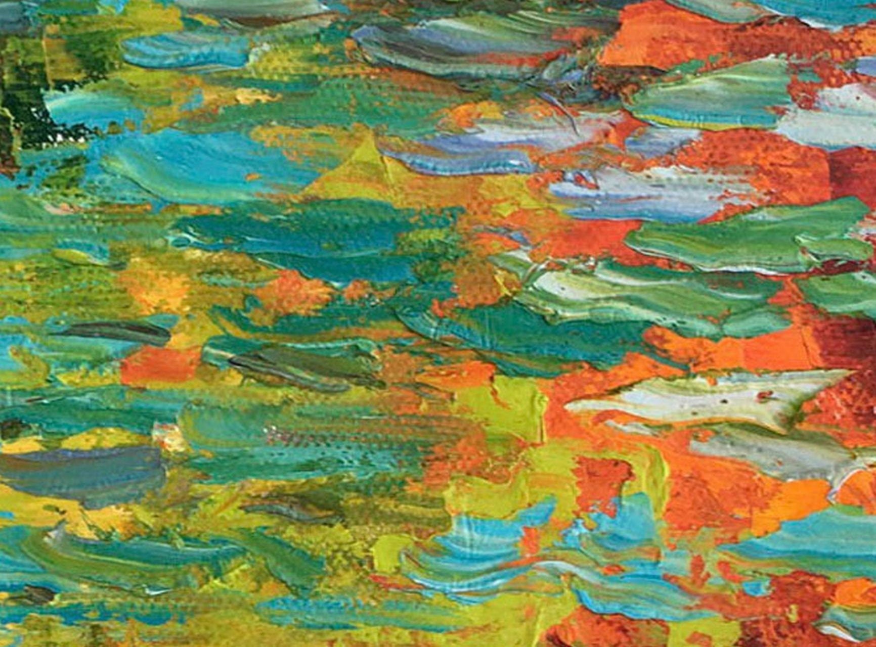 Abstract Canvas Painting, Landscape Painting, Waterlilies, Abstract Oil Painting, Oil Painting Original, Spring Landscape Painting