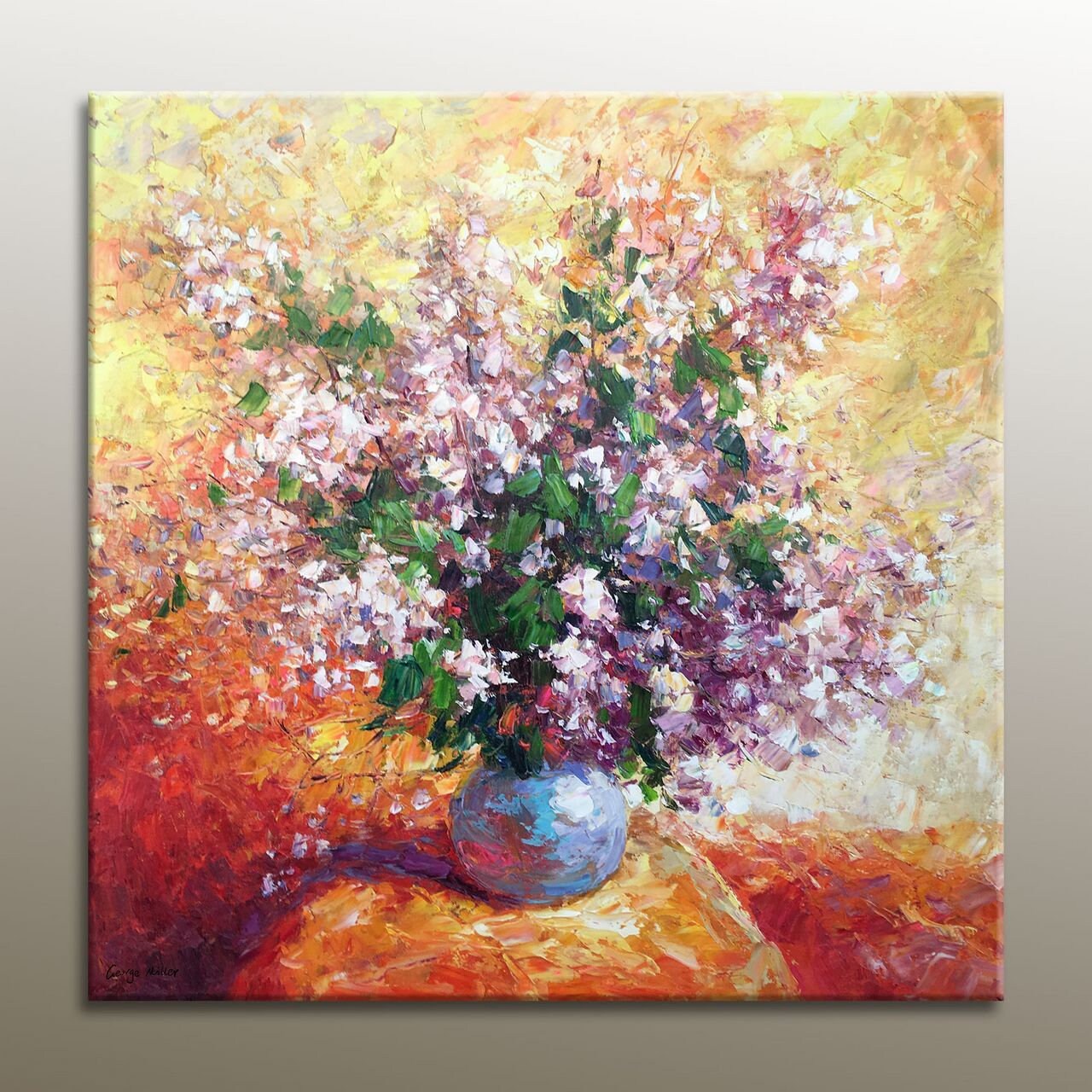 Floral Oil Painting, Canvas Painting, Oil Painting Flowers, Wall Decor, Original Floral Painting, Contemporary Art, Floral Art, Pink, Knife