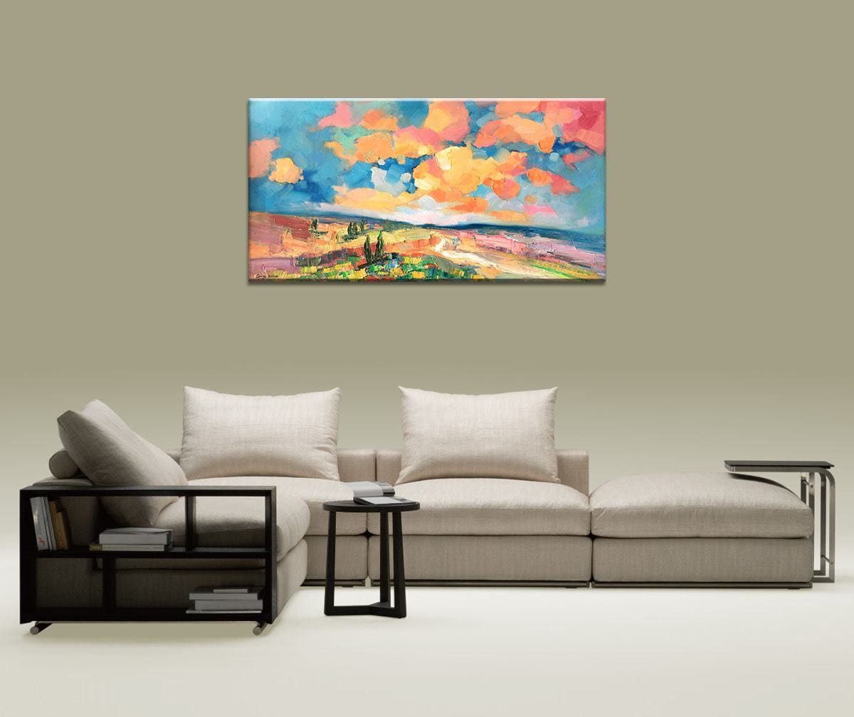 Landscape Painting, Abstract Landscape, Oil Painting Original, Palette Knife Art, Oil Painting Abstract, Living Room Wall Decoration