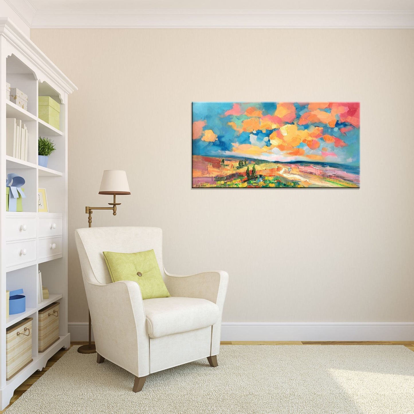Landscape Painting, Abstract Landscape, Oil Painting Original, Palette Knife Art, Oil Painting Abstract, Living Room Wall Decoration