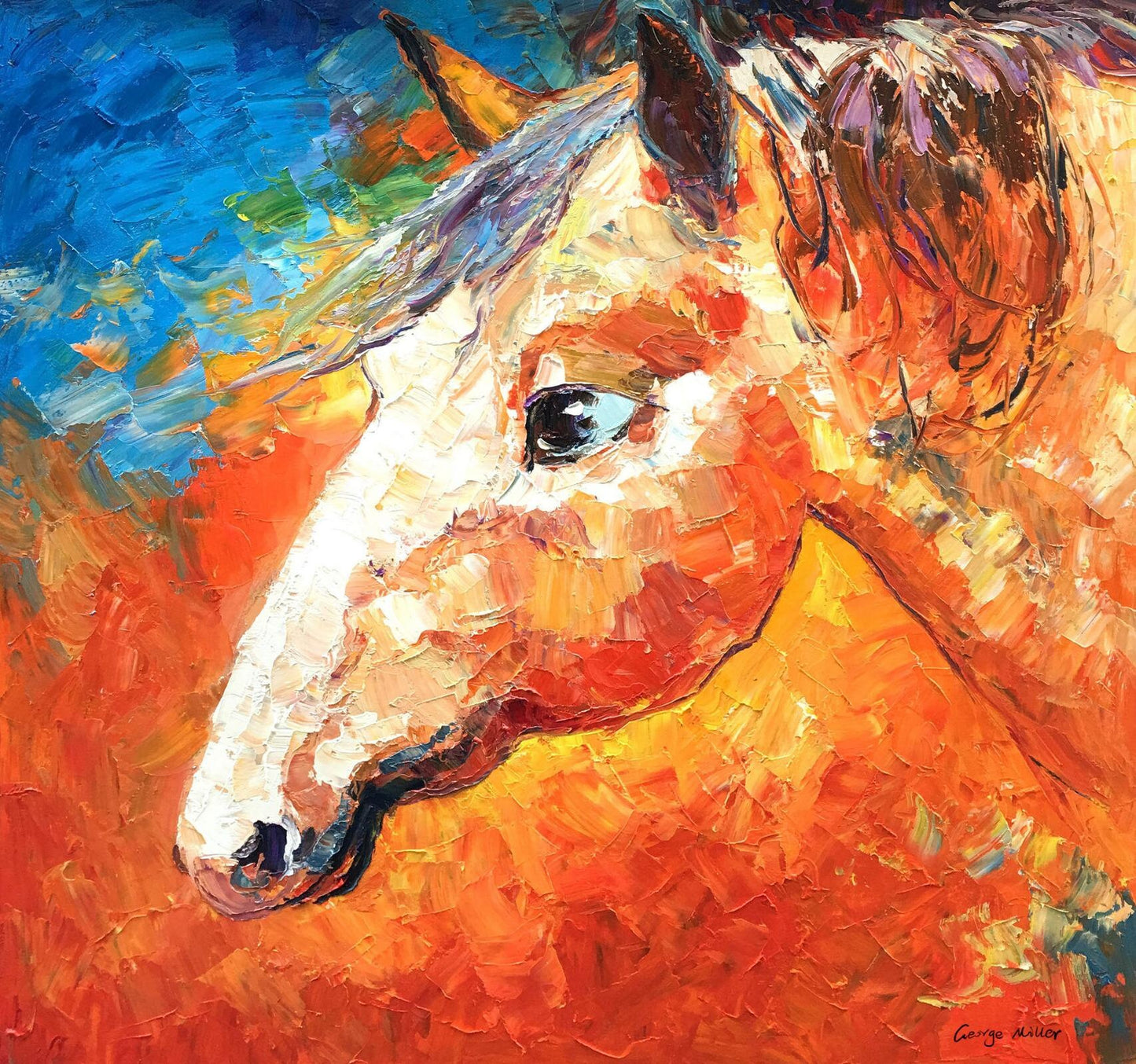 Oil Painting Horse, Contemporary Wall Art, Canvas Painting, Wall Decor, Modern Painting, Horse Wall Art, Original Art, Large Oil Painting
