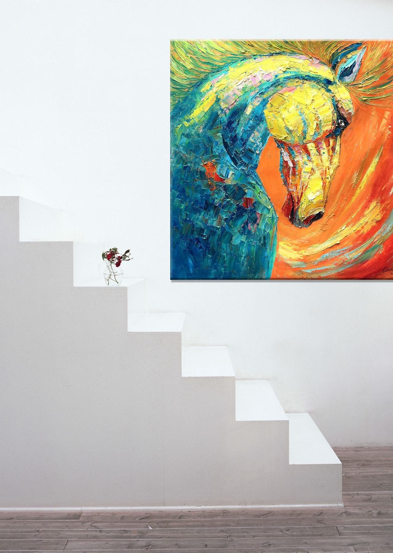 Horse Wall Art, Oil Painting Horse, Canvas Wall Decor, Living Room Wall Decor, Original Abstract Art, Abstract Painting, Abstract Canvas Art