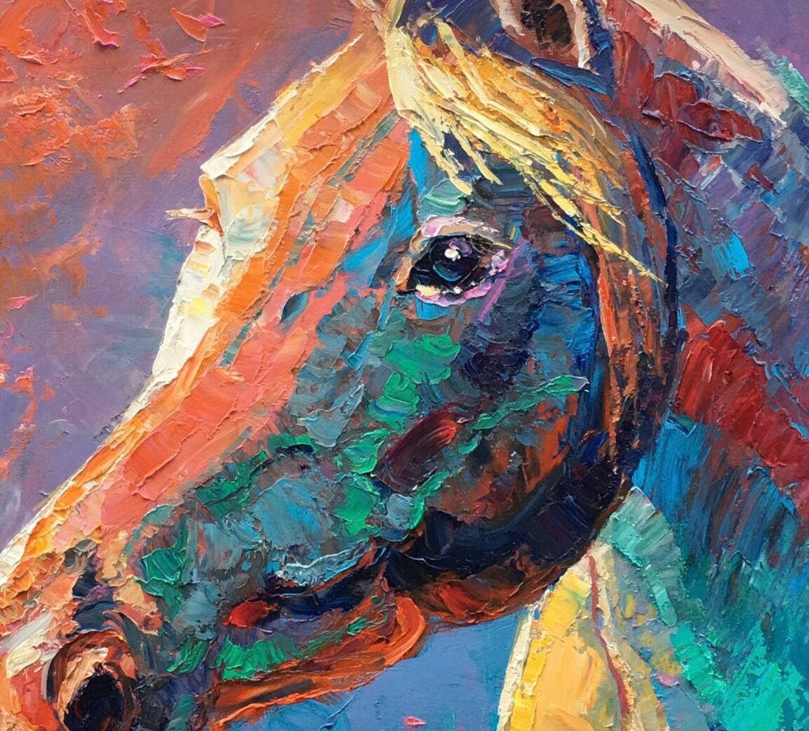 Horse Oil Painting, Large Wall Art Canvas, Horse Portrait, Decor, Original Painting, Large Canvas Painting, Contemporary Art