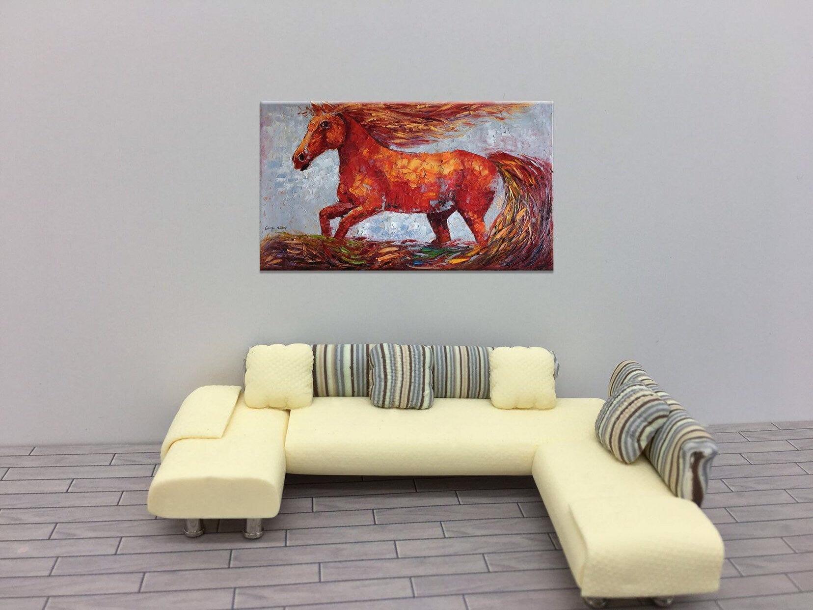 Horse Oil Painting, Palette Knife Oil Painting, Large Horse Art, Coffee Wall Art, Abstract Oil Painting, Living Room Wall Art, Horses Art