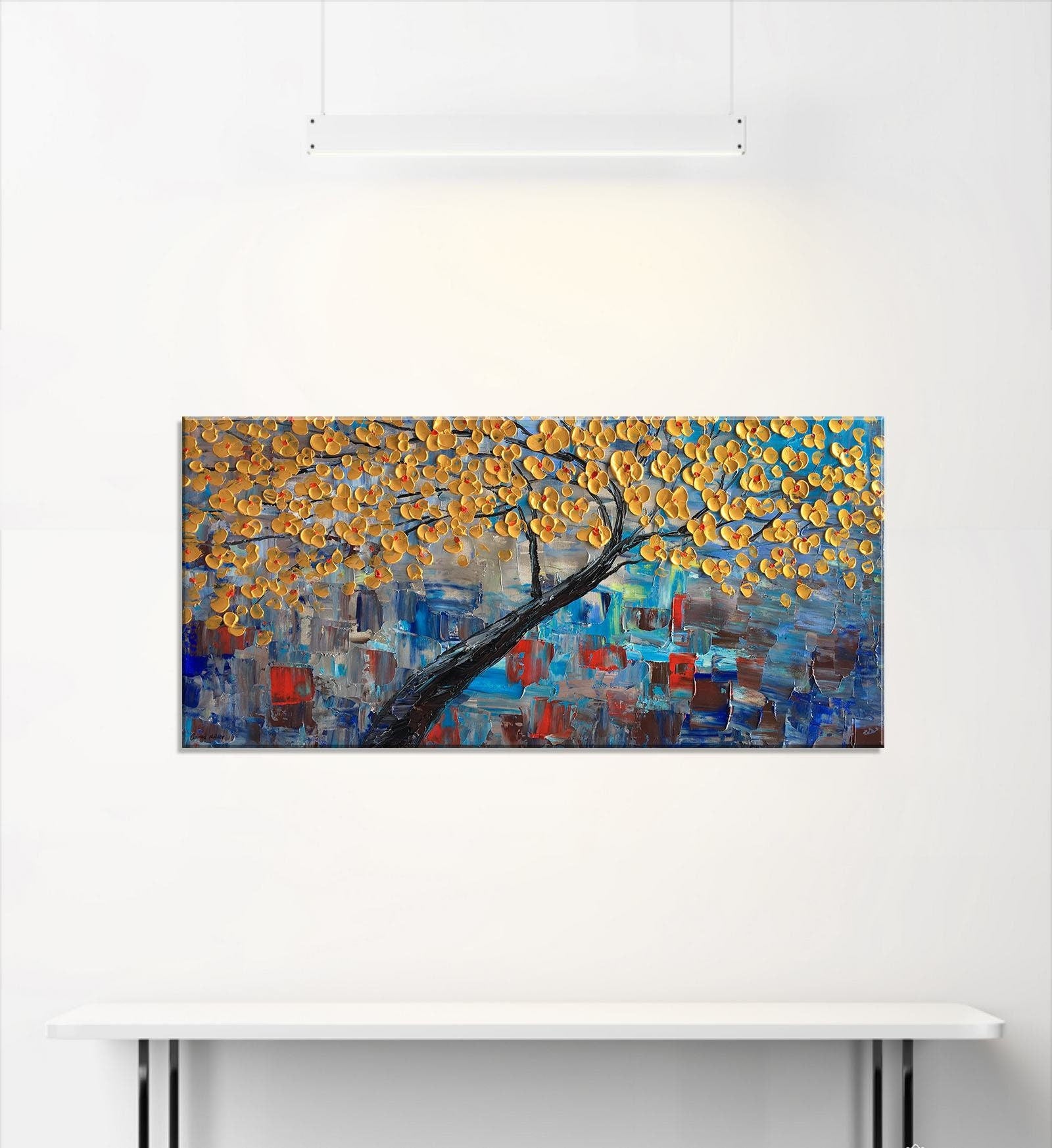 Abstract Flower Painting Modern Painting Original Art Wall Art Contemporary Wall Art Large Canvas Art Tree Painting Art Ready to Hang Framed