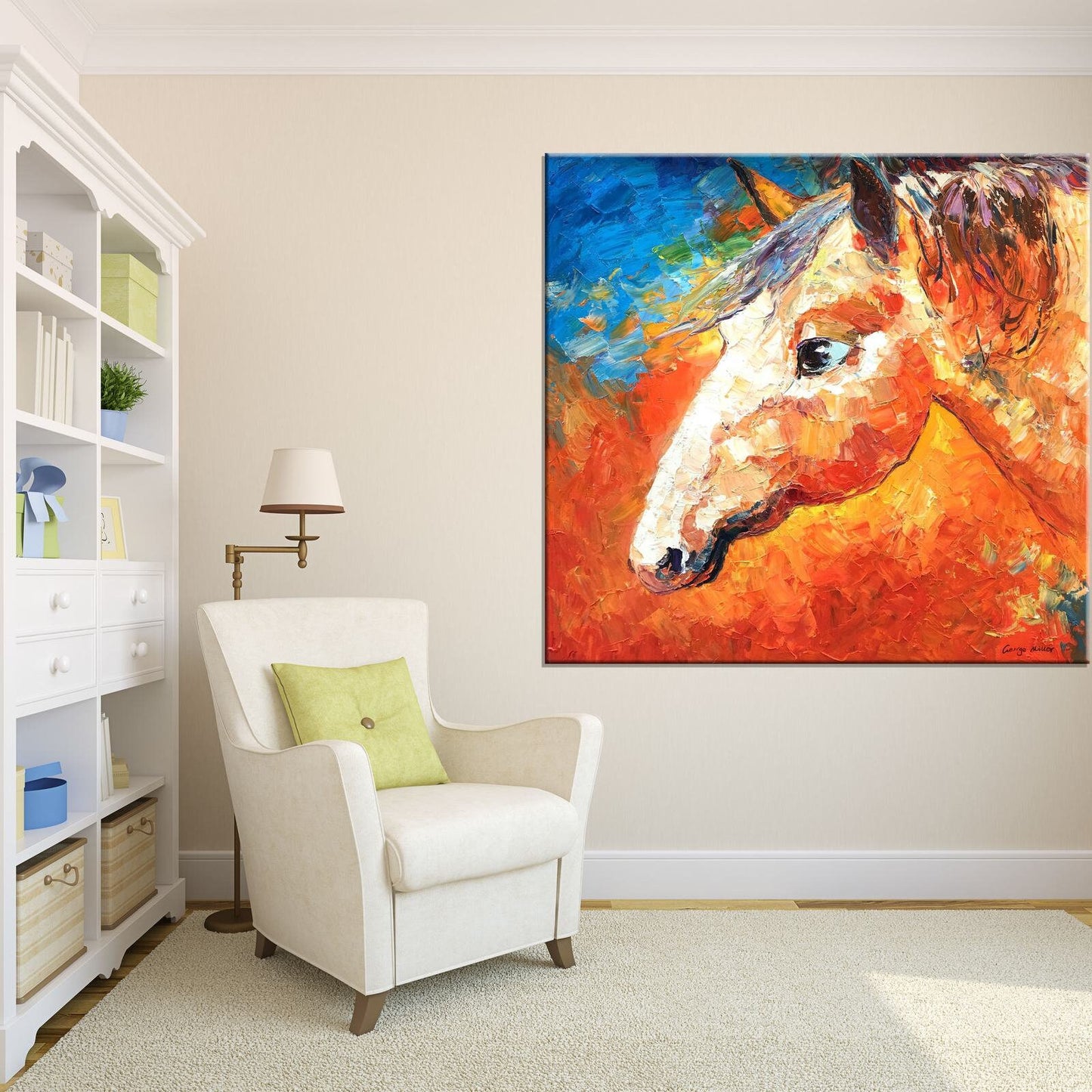 Oil Painting Horse, Contemporary Wall Art, Canvas Painting, Wall Decor, Modern Painting, Horse Wall Art, Original Art, Large Oil Painting