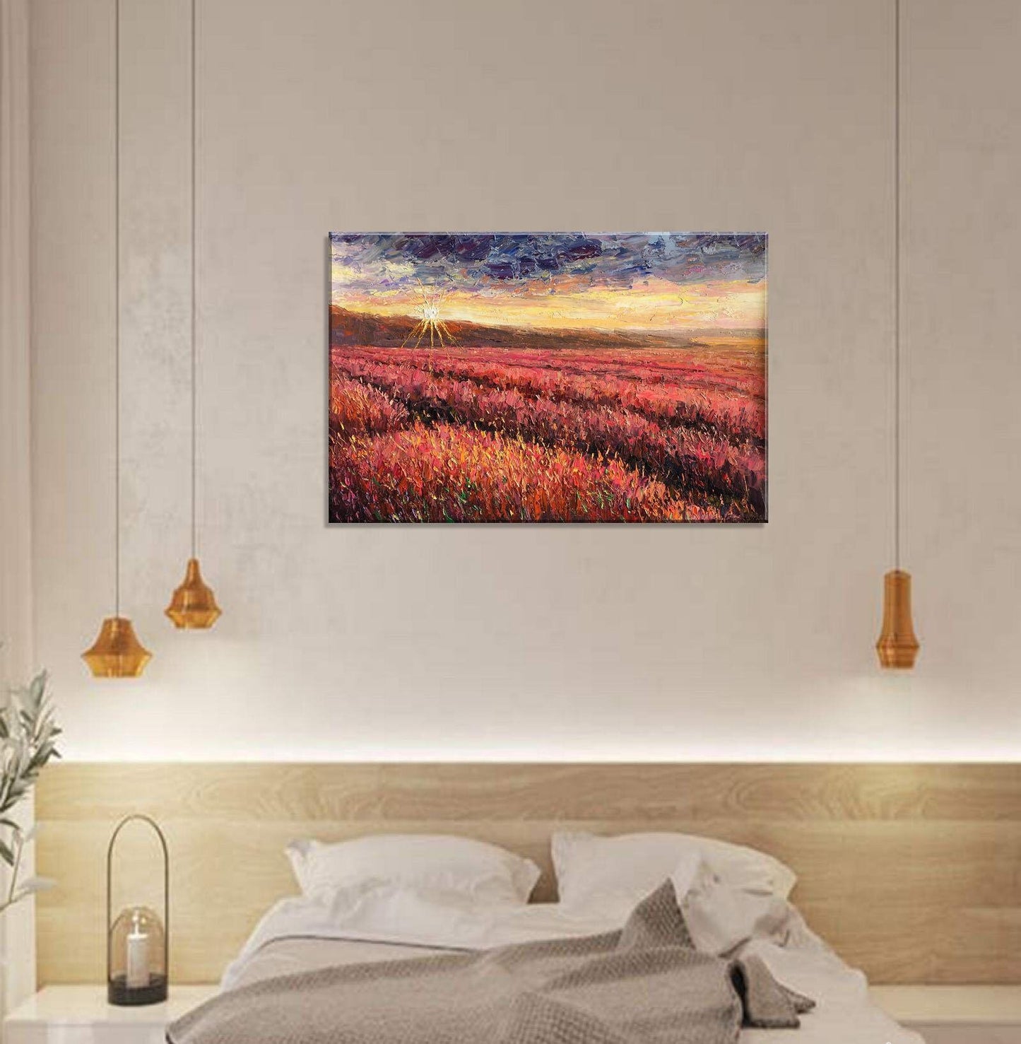 Beautiful Oil Painting Tuscany Landscape Sunset, 32x48 inches ready to hang, Canvas Wall Art, Oil On Canvas Painting, Oversized Wall Art