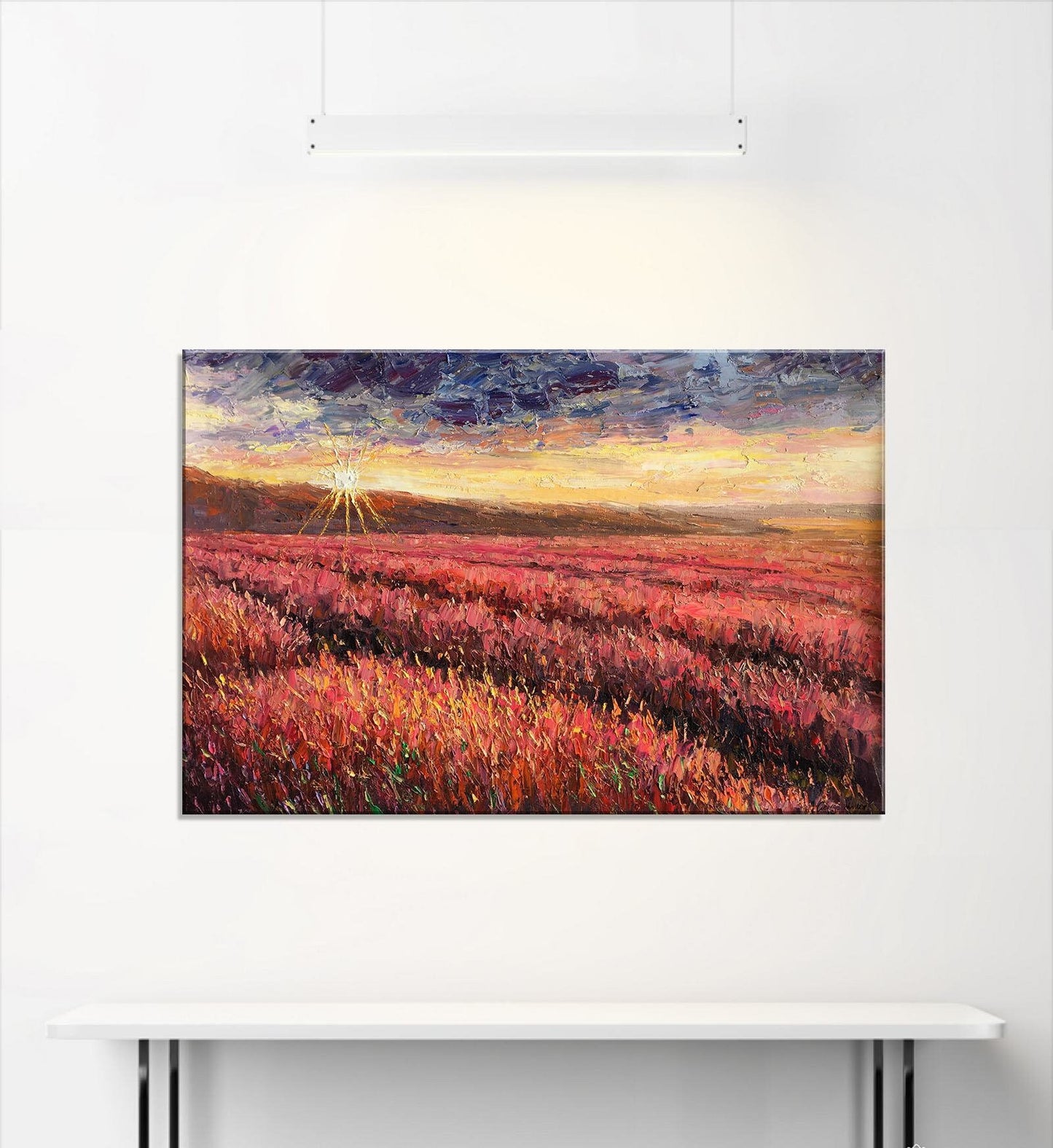 Beautiful Oil Painting Tuscany Landscape Sunset, 32x48 inches ready to hang, Canvas Wall Art, Oil On Canvas Painting, Oversized Wall Art