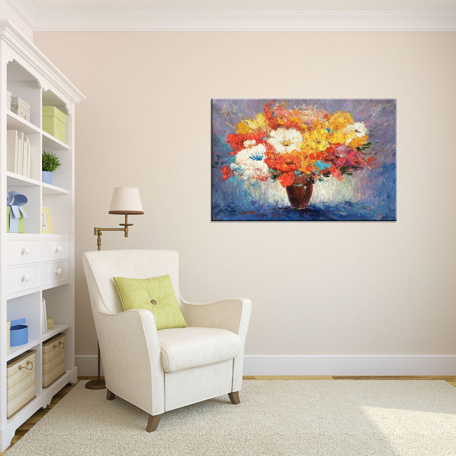 Floral Painting, Oil Painting Spring Flowers, Large Wall Art Canvas, Abstract Oil Painting, Abstract Canvas Painting, Living Room Wall Art