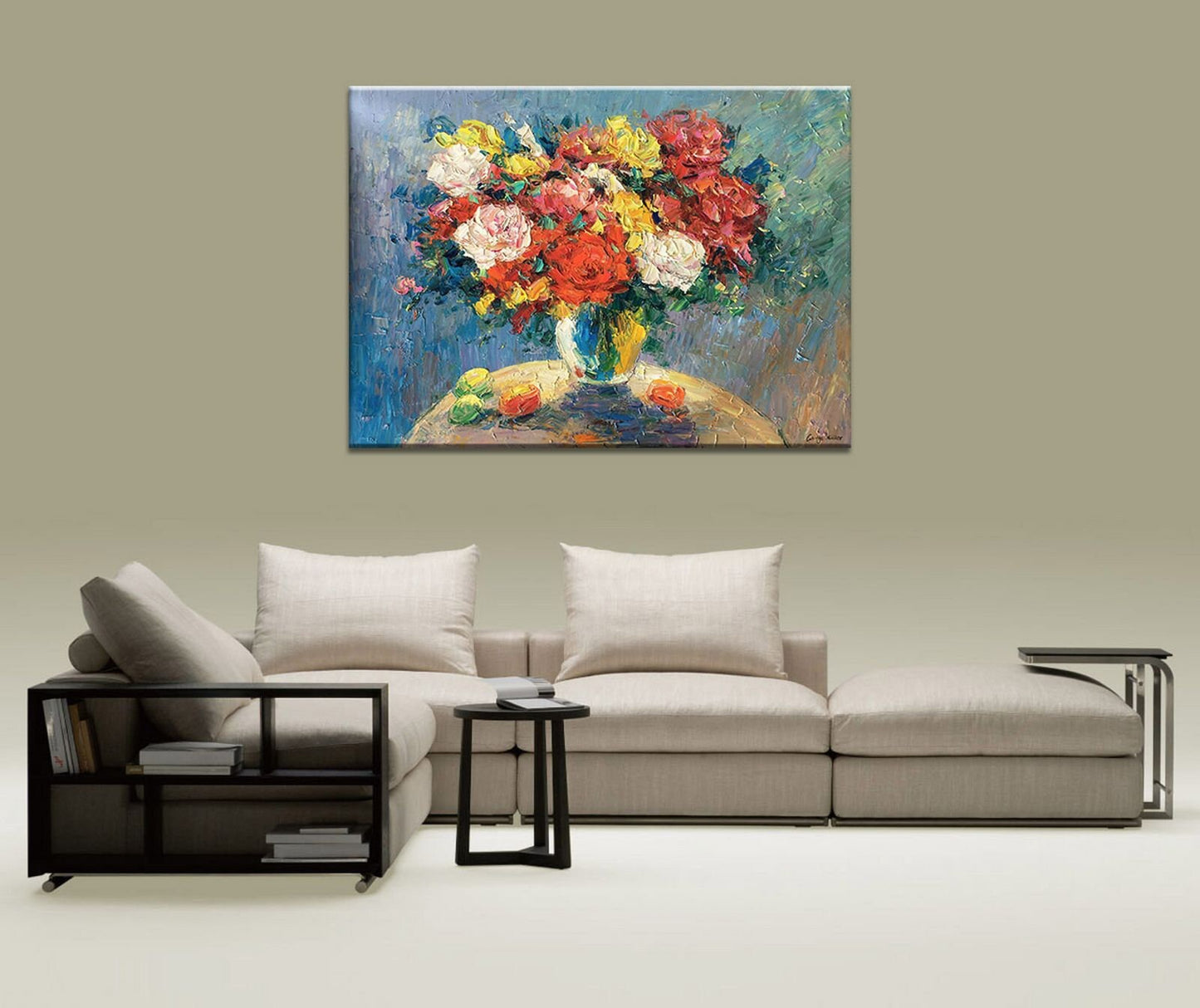 Abstract Spring Flowers - Large Canvas Art - Contemporary Wall Decor - Textured - Ready to Hang