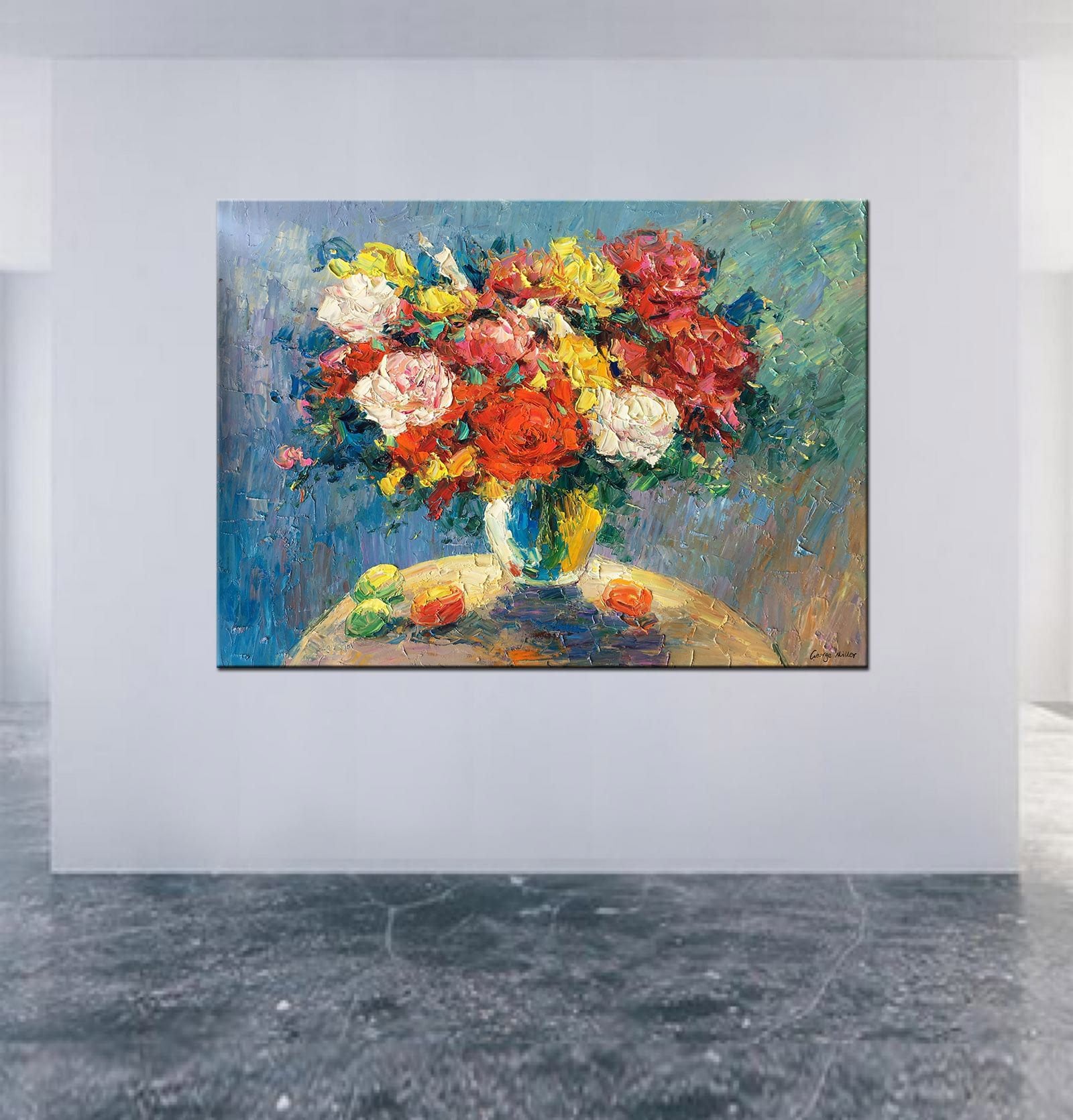 Abstract Spring Flowers - Large Canvas Art - Contemporary Wall Decor - Textured - Ready to Hang