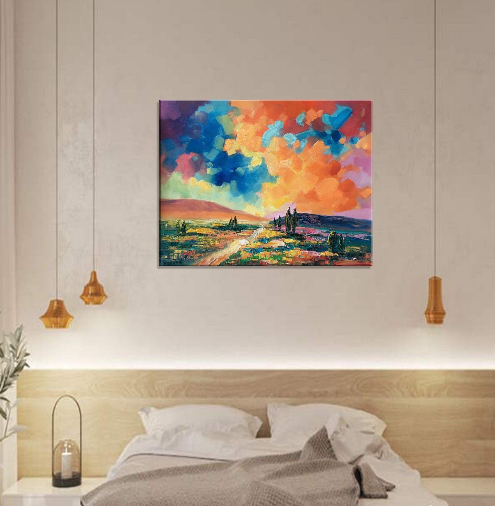 Original Landscape Oil Paintings: Large Abstract Art for Living Room | 32x40 inches - Large Abstract Painting, Canvas Wall Decor