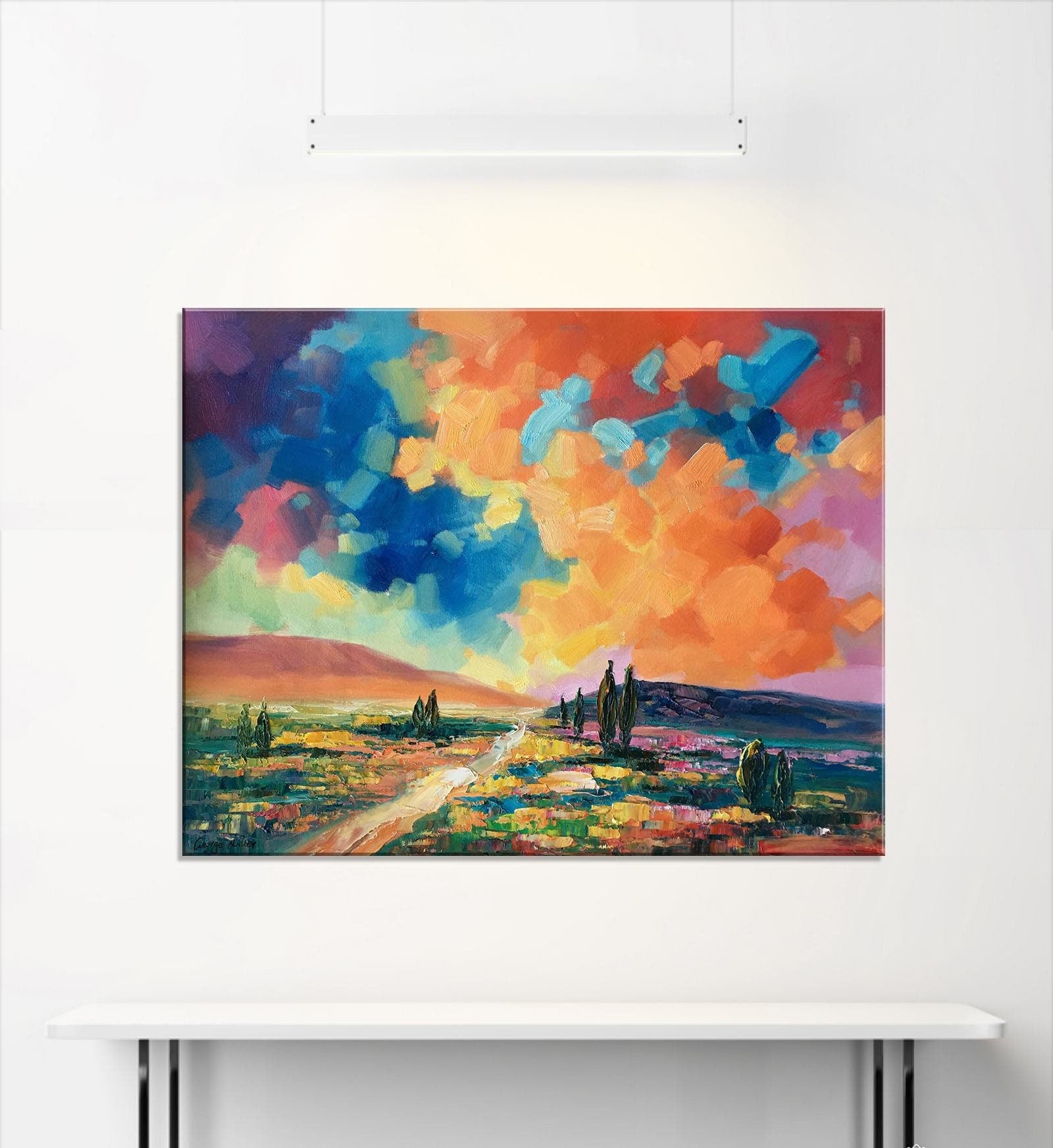 Original Landscape Oil Paintings: Large Abstract Art for Living Room | 32x40 inches - Large Abstract Painting, Canvas Wall Decor