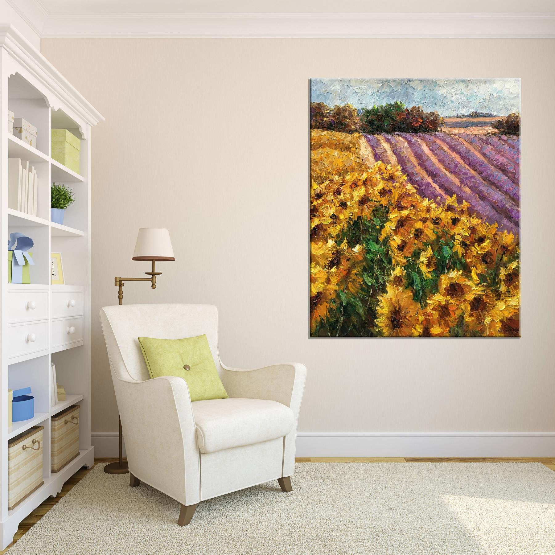 Sunflower Fields, Artwork, Oil Painting, Floral Painting, Extra Large Wall Art, Handmade Art, Contemporary Art, Texture Painting, Yellow Art