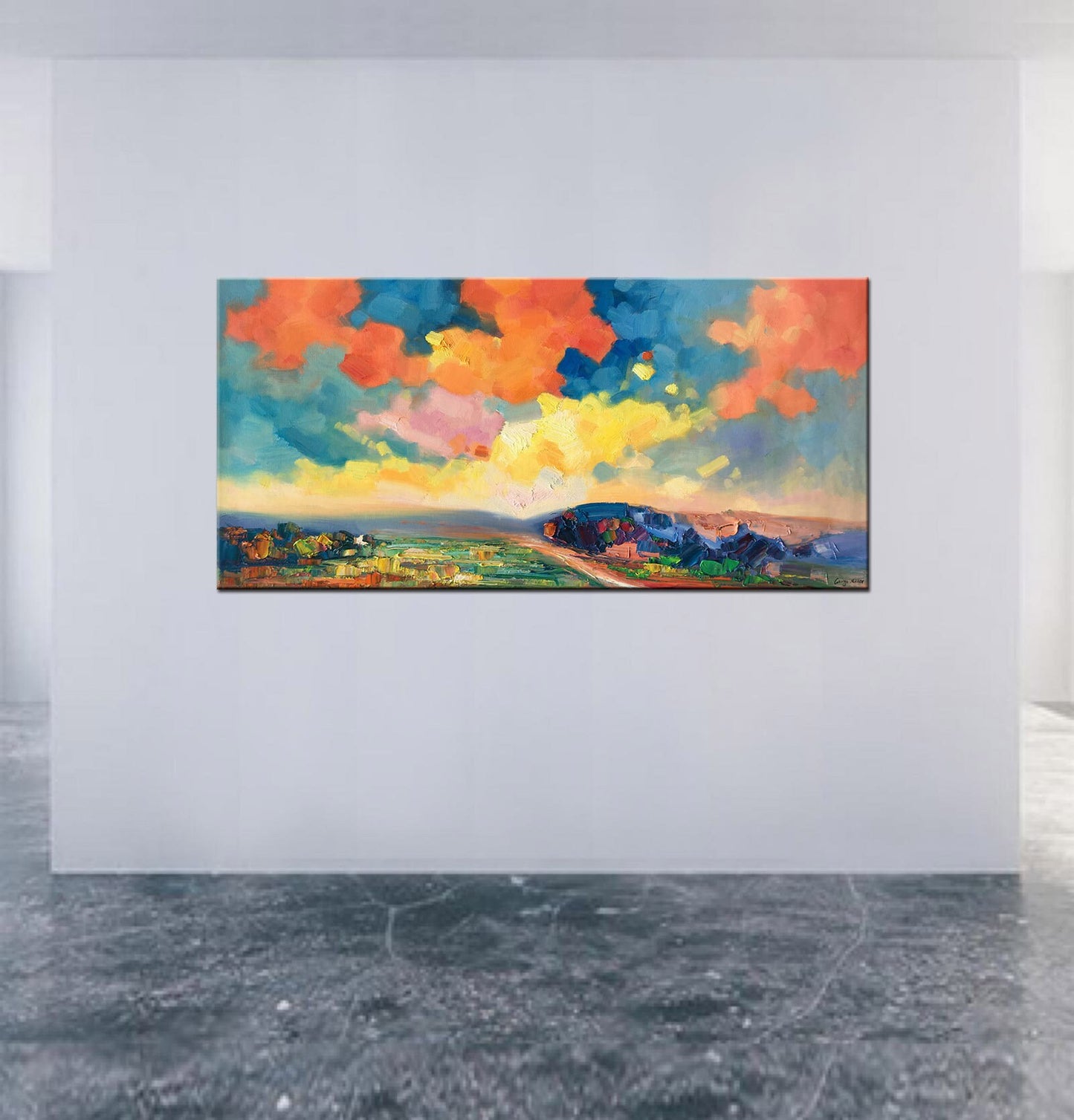 Original Abstract Landcape Painting, Abstract Landscape, Oversized Paintings On Canvas, Handmade Painting, Contemporary, Impasto Painting