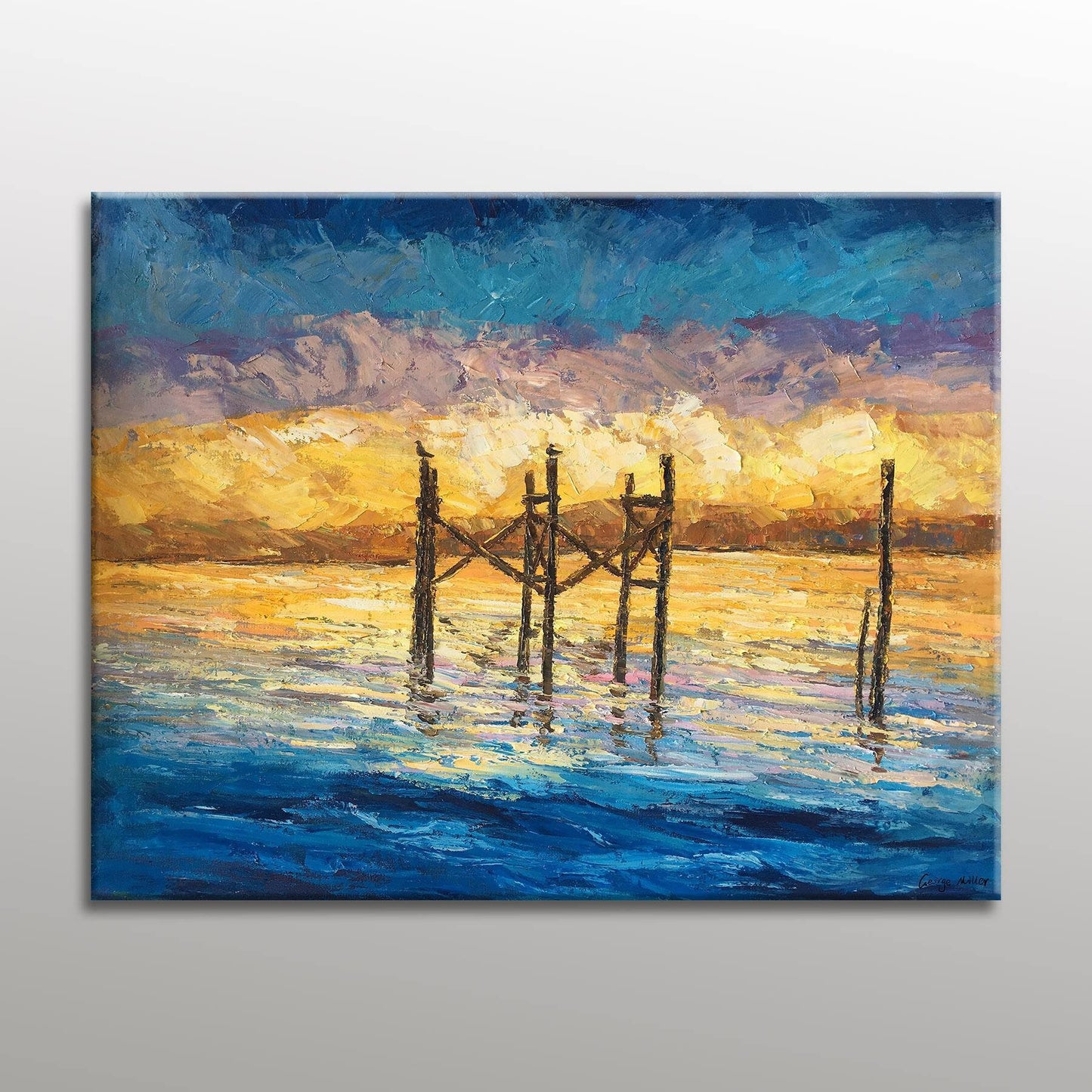Sunrise By The Sea: Original Oil Painting | Oversized Seascape Art | 32x40, Seascape Oil Painting, Oversized Painting, Handmade