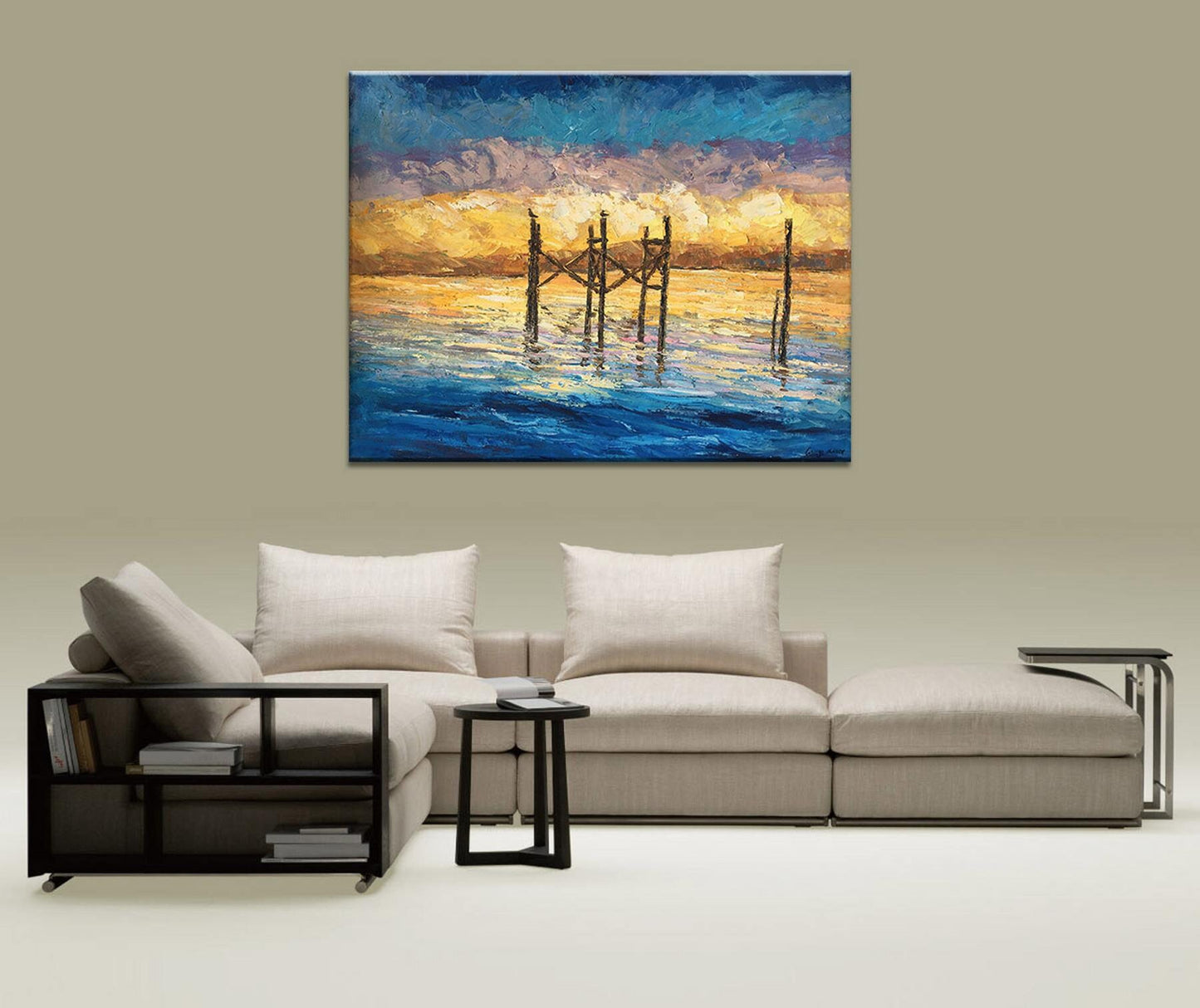 Sunrise By The Sea: Original Oil Painting | Oversized Seascape Art | 32x40, Seascape Oil Painting, Oversized Painting, Handmade