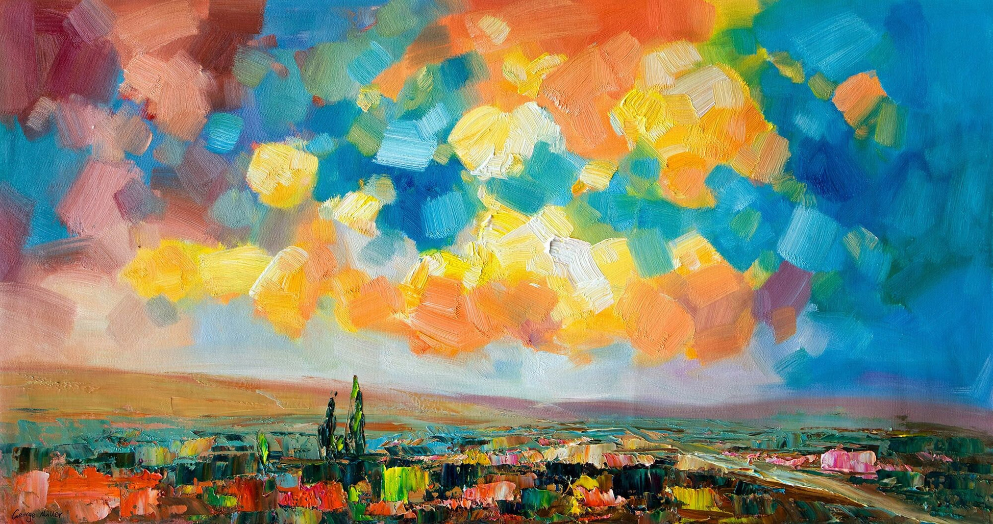 Abstract Painting, Oil Painting Original, Canvas Art, Large Wall Art, Fantasy, Oil Painting Abstract, Contemporary Art, Landscape, 24x48"
