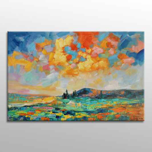 Large Abstract Landscape Oil Painting, Tuscany Art, Abstract Wall Art, Abstract Canvas Art, Modern Painting, Original Oil Painting Landscape