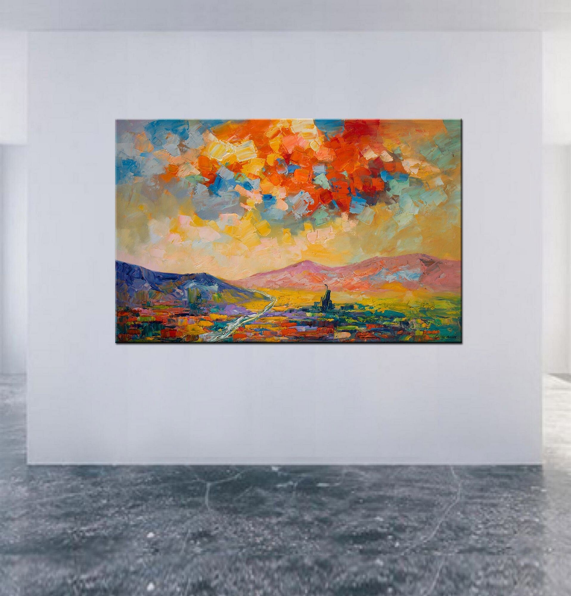 Large Landscape Oil Painting, Contemporary Painting, Large Art, Original Art, Living Room Decor, Abstract Canvas Art, Family Wall Decor