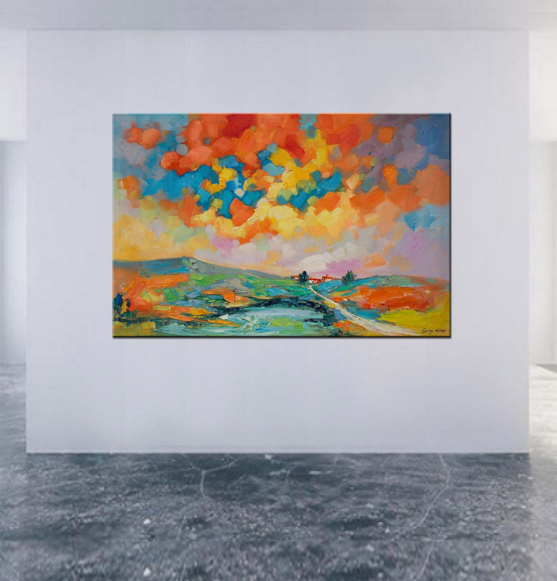 Large Oil Painting Italian Tuscany Spring, Art, Modern Art, Abstract Canvas Painting, Oil Painting Abstract, Abstract Landscape Painting