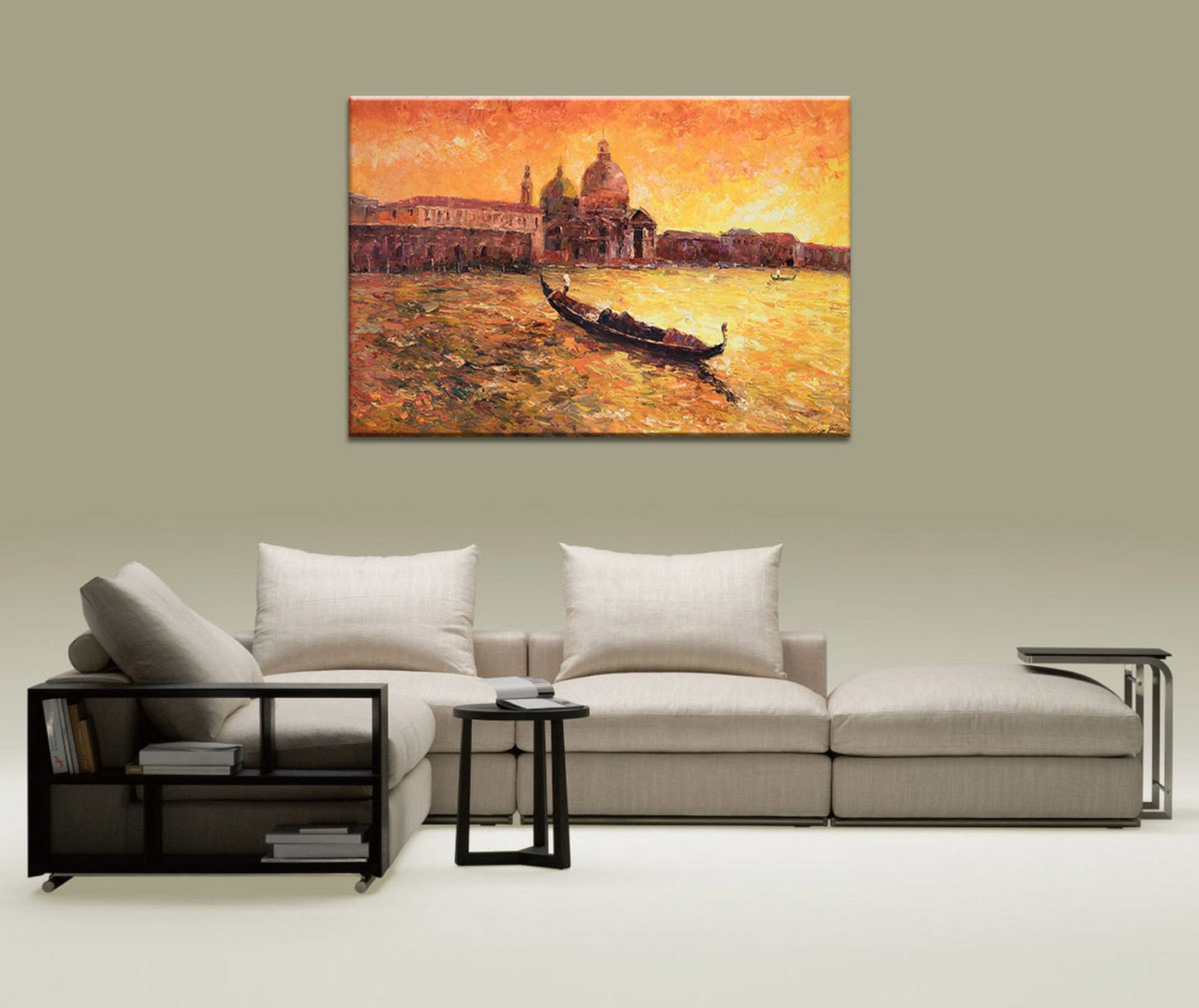 Landscape Oil Painting Venice Grand Canal Gondora, Large Art, Painting Abstract, Wall Art, Abstract Wall Art, Large Contemporary Painting