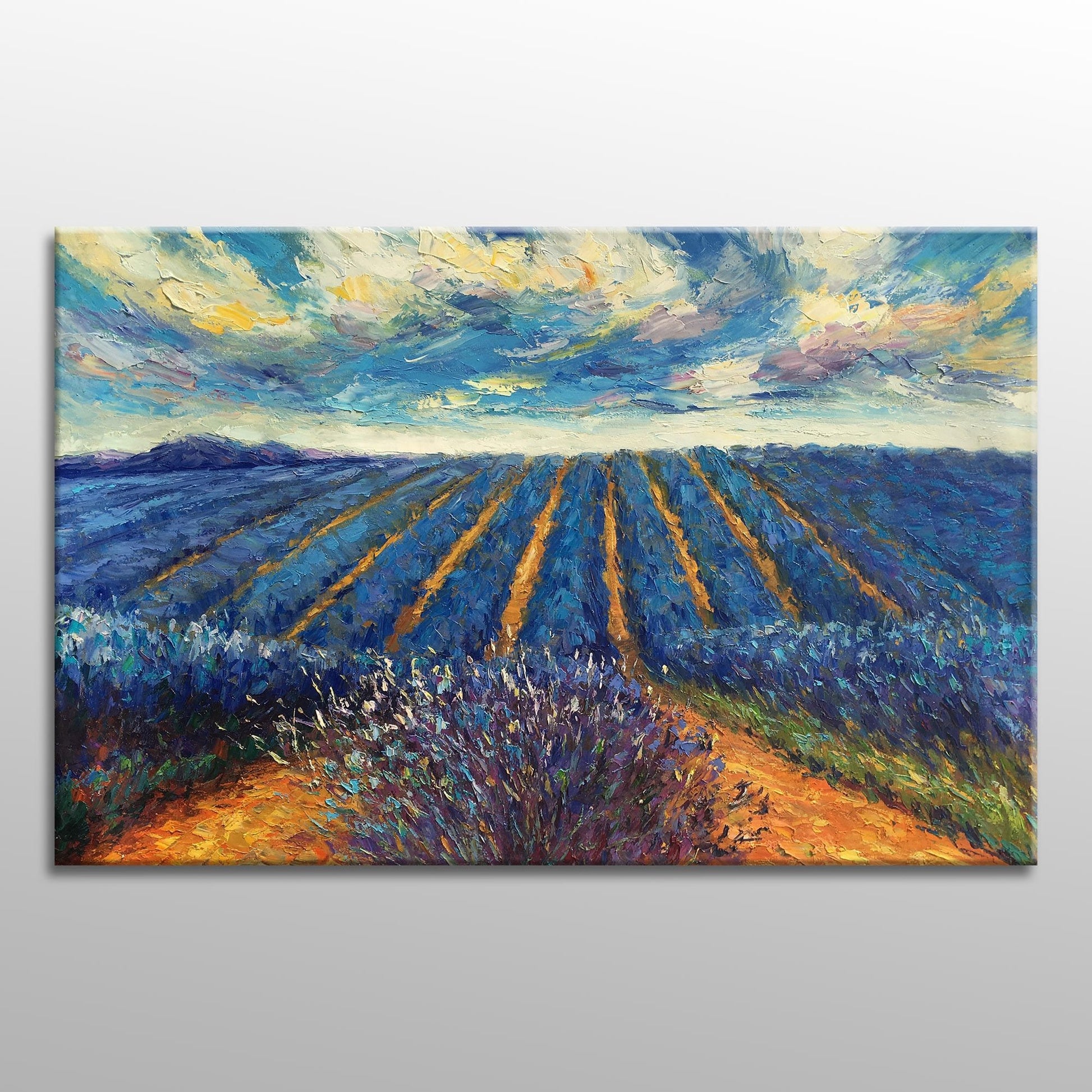 Landscape Oil Painting French Provence Lavender Fields, Canvas Art, Oil On Canvas Painting, Landscape Wall Art, Large Art, Contemporary Art