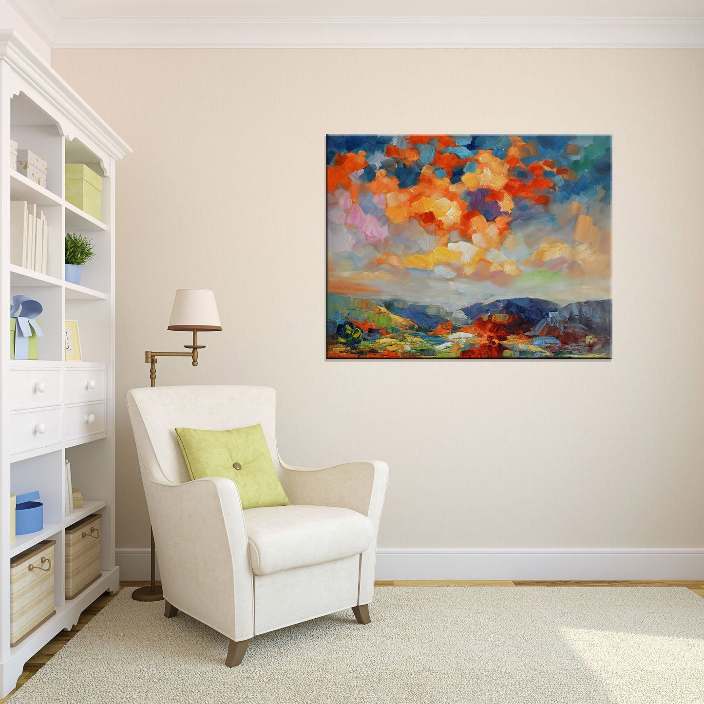 Large Oil Painting Landscape, Abstract Painting, Tuscany Sunset, Contemporary Painting, Original Landscape Painting, Abstract Art Wall Decor