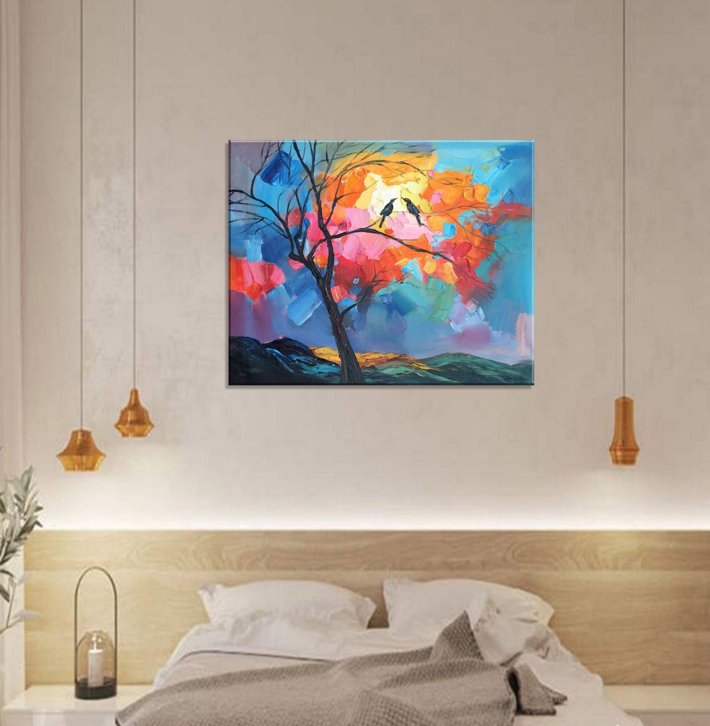 Extra Large Painting, Oil Painting, Love Birds,Wedding Gift, Original Painting, Large Canvas Wall Art, Large Abstract Painting, Abstract Art
