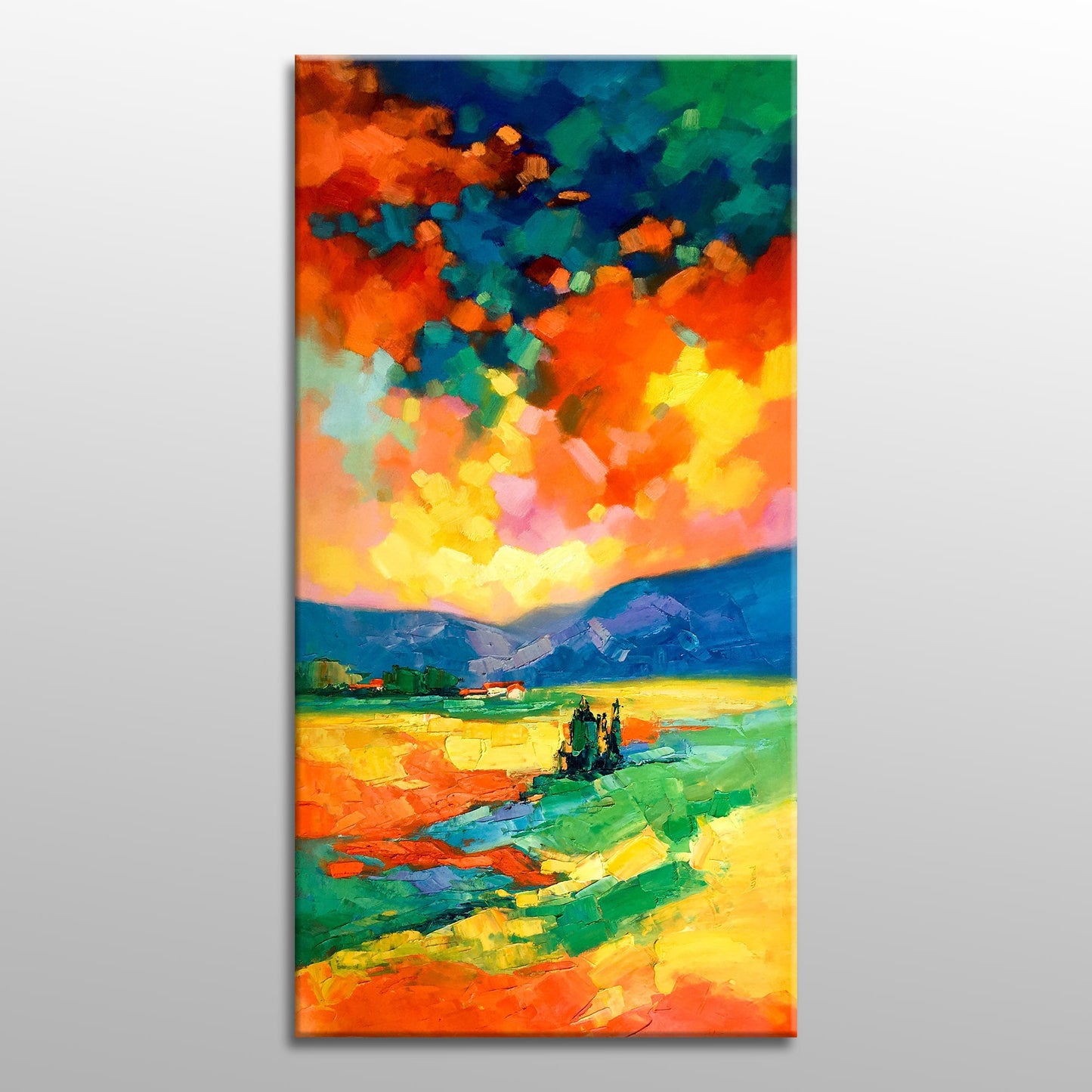 Oil Painting Landscape Abstract Canvas Painting, Abstract Oil Painting, Large Art, Original Art, Contemporary Painting, Italy Tuscany Spring