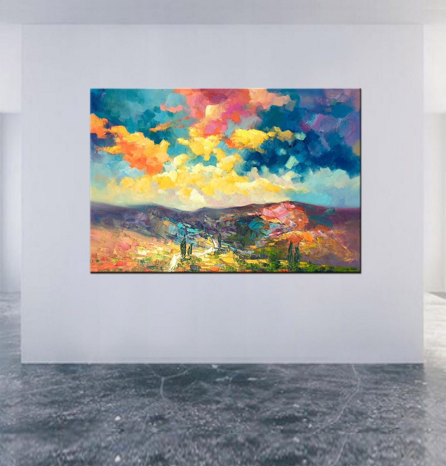 Large Landscape Painting, Original Oil Painting, Wall Decor, Painting Abstract, Living Room Decor, Large Canvas Painting, Canvas Art