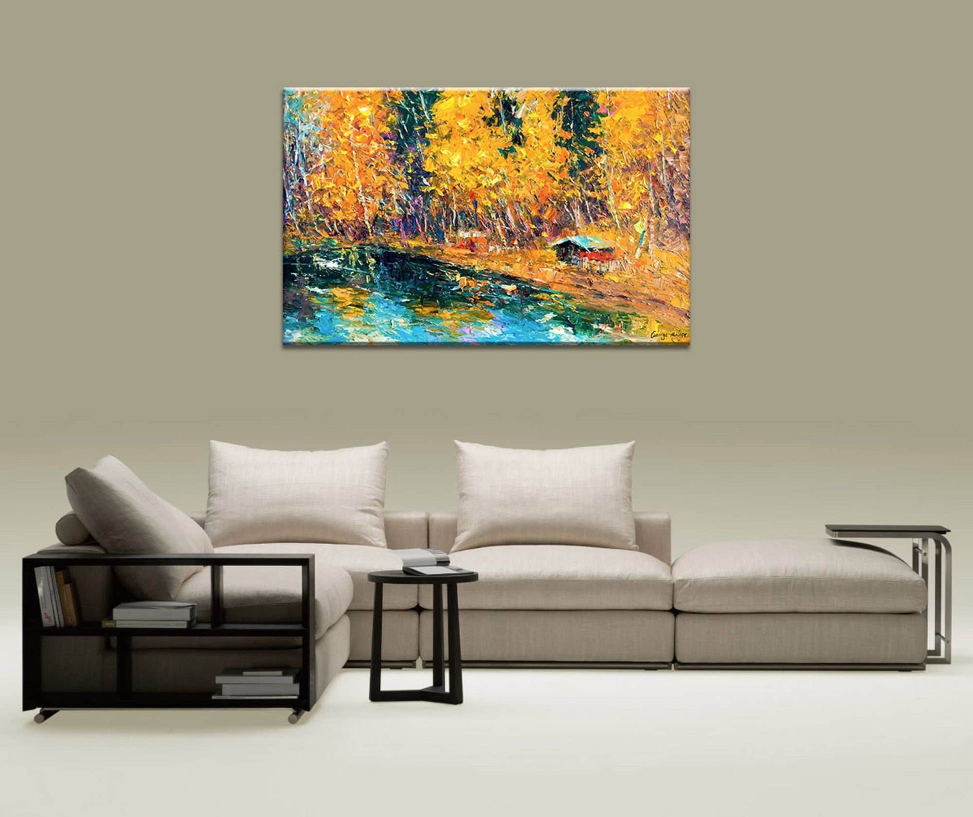 Landscape Oil Painting Autumn Forest, Canvas Art, Canvas Wall Decor, Large Landscape Painting, Contemporary Art, Original Painting Large Art